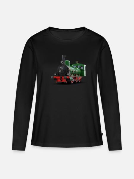 Dampflok Zug I Eisenbahn Lokomotive - Frauen Premium Bio Langarmshirt - Schwarz