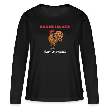 Rhode Island né et élevé Red Rooster Hahn - T-shirt manches longues Premium bio Femme - noir - Devant - Julia (174cm)