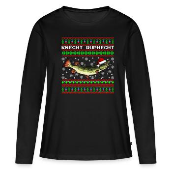 Knecht Ruphecht Hecht Ugly Christmas Angeln - Frauen Premium Bio Langarmshirt - Schwarz - Vorne - Julia (174cm)
