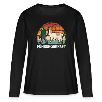 Alpaka Führungskraft alpaka Zoo Geschenk - Frauen Premium Bio Langarmshirt - Schwarz - Vorne - Julia (174cm)