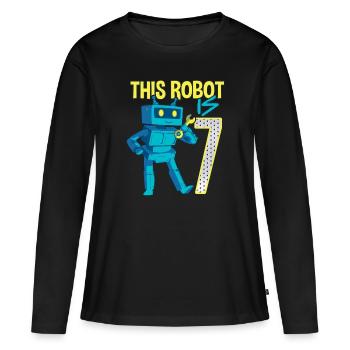 7. Geburtstag kleiner Roboter 7 Jahre alt Technik - Frauen Premium Bio Langarmshirt - Schwarz - Vorne - Julia (174cm)