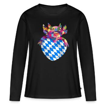 Drapeau bavarois d’occasion Look Drapeau bavarois Vintage - T-shirt manches longues Premium bio Femme - noir - Devant - Julia (174cm)