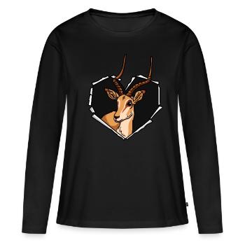 Antilope de fissure Déchirure trou coeur antilope - T-shirt manches longues Premium bio Femme - noir - Devant - Julia (174cm)