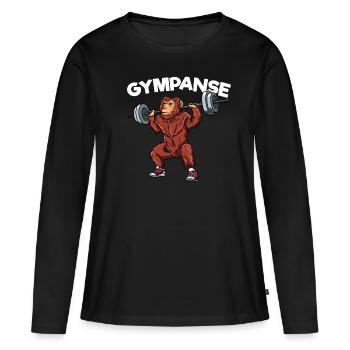 Gympanse - T-shirt manches longues Premium bio Femme - noir - Devant - Julia (174cm)