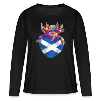 Drapeau écossais Drapeau écossais Alba GB Royaume-Uni - T-shirt manches longues Premium bio Femme - noir - Devant - Julia (174cm)