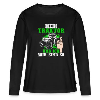 Mein Traktor Und Ich Wir Sind So - Frauen Premium Bio Langarmshirt - Schwarz - Vorne - Julia (174cm)