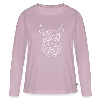 Wildschwein - Frauen Premium Bio Langarmshirt - Altrosa - Vorne - Julia (174cm)