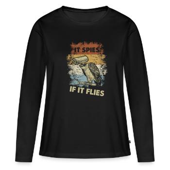 S’il vole, il espionne - T-shirt manches longues Premium bio Femme - noir - Devant - Julia (174cm)