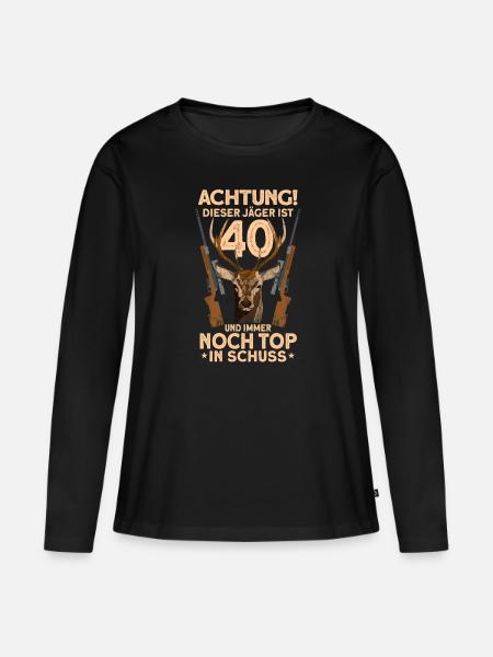 40 Jahre Rehbock Jäger Geburtstag Jagen Geschenk - Frauen Premium Bio Langarmshirt - Schwarz