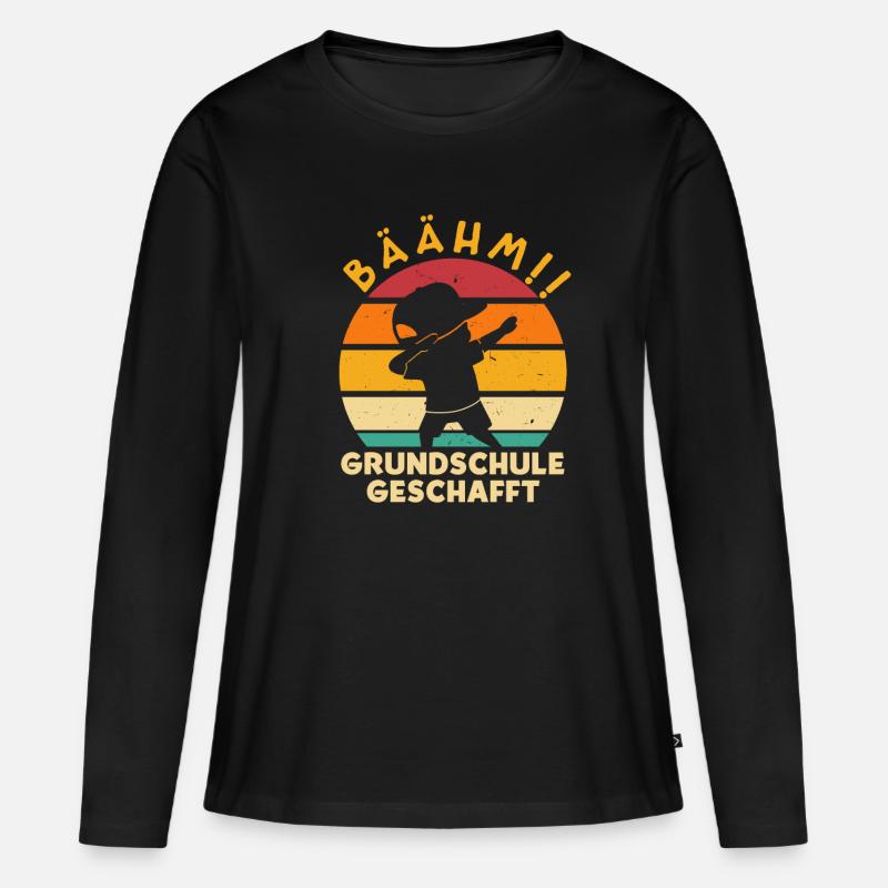 Bäähm Grundschule geschafft - Frauen Premium Bio Langarmshirt - Schwarz