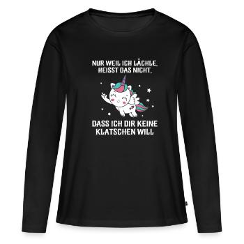 Nur weil ich lächle klatschen Ohrfeige - Frauen Premium Bio Langarmshirt - Schwarz - Vorne - Julia (174cm)