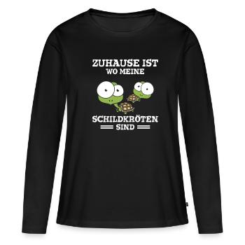 Zuhause Ist Wo Meine Schildkröten Sind - Frauen Premium Bio Langarmshirt - Schwarz - Vorne - Julia (174cm)