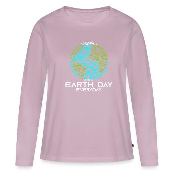 Jour de la Terre Tous les jours - T-shirt manches longues Premium bio Femme - rose poudré - Devant - Julia (174cm)