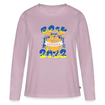 Rock Pour Ukraine 2022 Instrument de percussion - T-shirt manches longues Premium bio Femme - rose poudré - Devant - Julia (174cm)