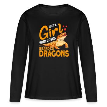 Barbu Dragon Girl Lizard Cadeau - T-shirt manches longues Premium bio Femme - noir - Devant - Julia (174cm)