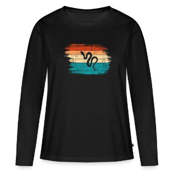 Snake Retro Reptile Python Gift idea - Women's Premium Organic Long Sleeve Shirt - black - Front - Julia (174cm)