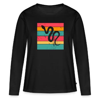 Snake Retro Reptile Python Gift idea - Frauen Premium Bio Langarmshirt - Schwarz - Vorne - Julia (174cm)