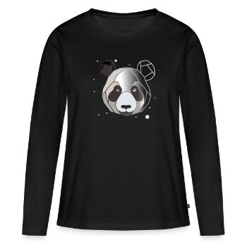 Panda Polygon Kunst Tier Geometrie - Frauen Premium Bio Langarmshirt - Schwarz - Vorne - Julia (174cm)