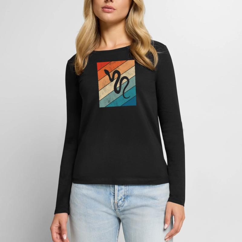Snake Retro Reptile Python Idée cadeau T-shirt manches longues Premium bio Femme