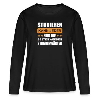 Entretien des routes N’importe qui peut étudier la construction de routes - T-shirt manches longues Premium bio Femme - noir - Devant - Julia (174cm)