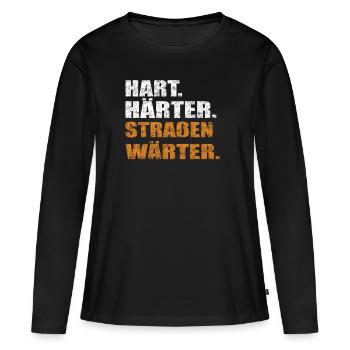 Hart Härter Straßenwärter | Construction de routes - T-shirt manches longues Premium bio Femme - noir - Devant - Julia (174cm)