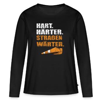 Hart Härter Straßenwärter | Construction de routes - T-shirt manches longues Premium bio Femme - noir - Devant - Julia (174cm)