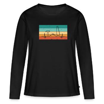 Vintage Heartbeat Saw Hammer Planter Wood - T-shirt manches longues Premium bio Femme - noir - Devant - Julia (174cm)