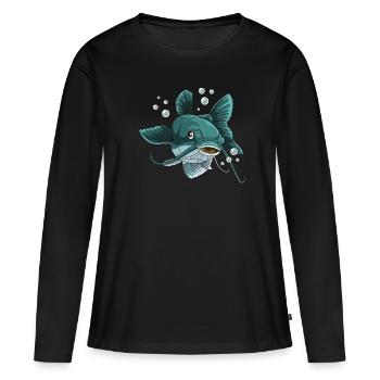 wels - Frauen Premium Bio Langarmshirt - Schwarz - Vorne - Julia (174cm)