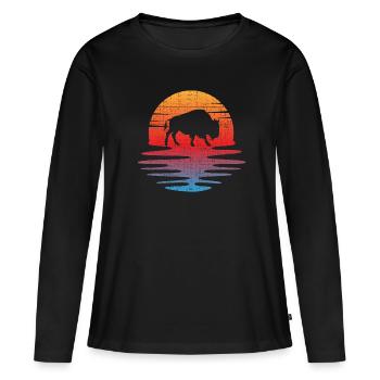 Buffle - T-shirt manches longues Premium bio Femme - noir - Devant - Julia (174cm)
