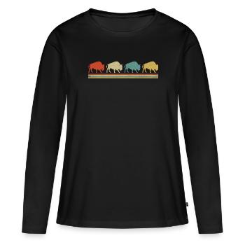 Buffle - T-shirt manches longues Premium bio Femme - noir - Devant - Julia (174cm)