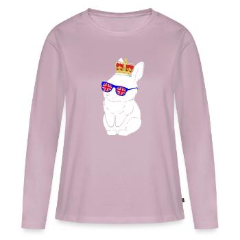 Lapin Reine Elizabeth II Couronne britannique - T-shirt manches longues Premium bio Femme - rose poudré - Devant - Julia (174cm)