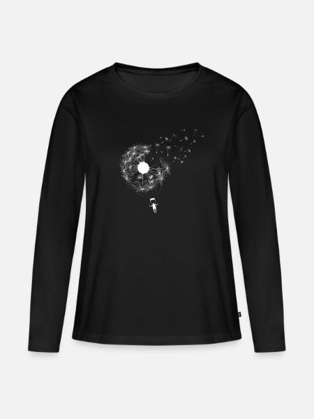 Dandelion Paragliding Skydiving Skydiver - Frauen Premium Bio Langarmshirt - Schwarz