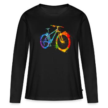 Splash Mountain Bike Rider MTB Mountain Biker - Women's Premium Organic Long Sleeve Shirt - black - Front - Julia (174cm)