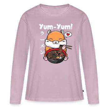 Yum Yum Japan Anime Ramen Noodle Hamster - Women's Premium Organic Long Sleeve Shirt - dusky pink - Front - Julia (174cm)