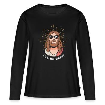 Jésus Je serai de retour Résurrection Jésus-Christ - T-shirt manches longues Premium bio Femme - noir - Devant - Julia (174cm)