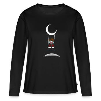 Dracula On Moon Swing Creepy Halloween - T-shirt manches longues Premium bio Femme - noir - Devant - Julia (174cm)