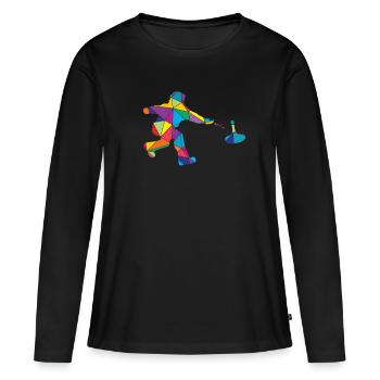 Low Poly Winter Polygon Curling - Women's Premium Organic Long Sleeve Shirt - black - Front - Julia (174cm)