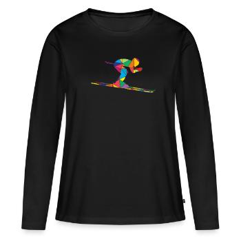 Low Poly Ski Polygon Skiing - Women's Premium Organic Long Sleeve Shirt - black - Front - Julia (174cm)
