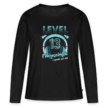 Level 13 Jahre Geburtstagsshirt Gamer 2010 - Frauen Premium Bio Langarmshirt - Schwarz - Vorne - Julia (174cm)