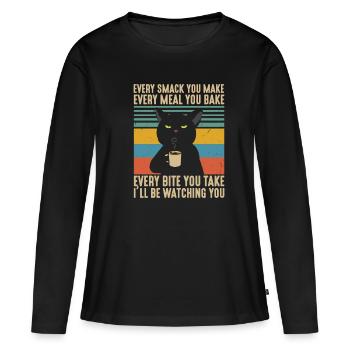 Chaque claque chaque repas chaque bouchée que je vais regarder - T-shirt manches longues Premium bio Femme - noir - Devant - Julia (174cm)