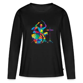 Low Poly Musical Polygon Drum - Women's Premium Organic Long Sleeve Shirt - black - Front - Julia (174cm)