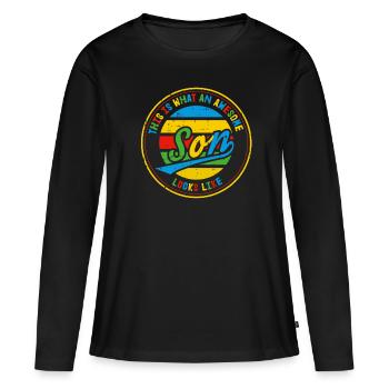 This is what an awesome Son looks like - Frauen Premium Bio Langarmshirt - Schwarz - Vorne - Julia (174cm)