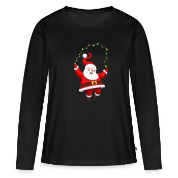 Drôle de Noël Noël - T-shirt manches longues Premium bio Femme - noir - Devant - Julia (174cm)