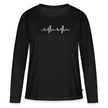 Câble audio Heartbeat Câble jack AUX - T-shirt manches longues Premium bio Femme - noir - Devant - Julia (174cm)