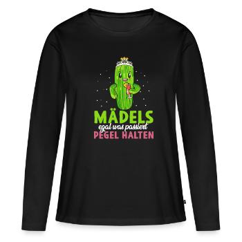 Mädels egal was passiert Pegel Halten - Frauen Premium Bio Langarmshirt - Schwarz - Vorne - Julia (174cm)