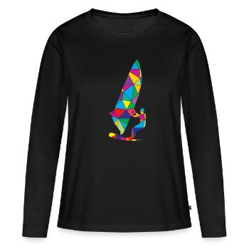 Low Poly Windsurfing Polygon Windsurfing - Women's Premium Organic Long Sleeve Shirt - black - Front - Julia (174cm)