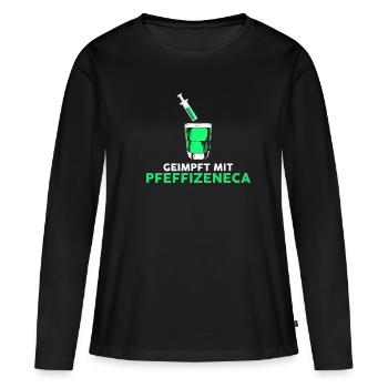 Inoculé avec de la liqueur de menthe poivrée - T-shirt manches longues Premium bio Femme - noir - Devant - Julia (174cm)