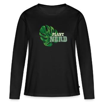 Plant Nerd Plant Monstera Gardener Window Leaf - T-shirt manches longues Premium bio Femme - noir - Devant - Julia (174cm)