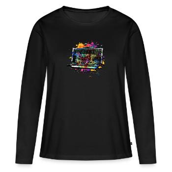 Synthétiseur et boîte à rythmes - génération de rythme - T-shirt manches longues Premium bio Femme - noir - Devant - Julia (174cm)