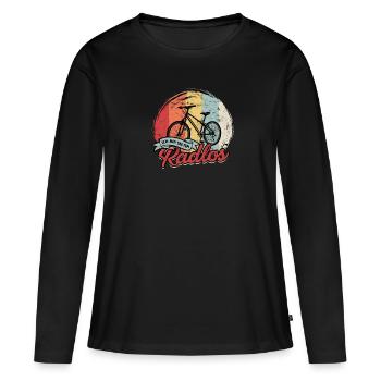 Ich Bin selten Radlos - Radfahren - Frauen Premium Bio Langarmshirt - Schwarz - Vorne - Julia (174cm)